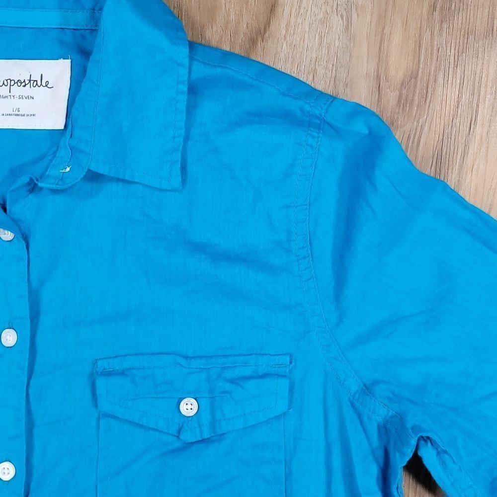🔹️Aeropostale Blue Buttoned Long Adjustable Long Sleeve Shirt Large - Picture 4 of 10